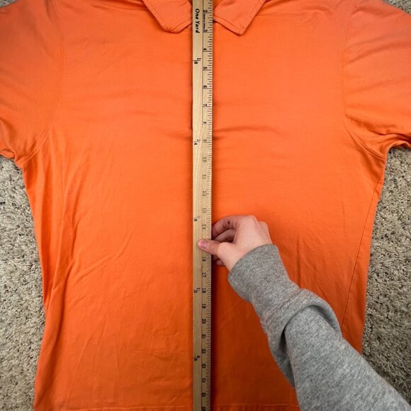 B Draddy Polo Shirt Mens Medium Short Sleeve Golf Casual Orange Stretch Peru - Picture 2 of 11